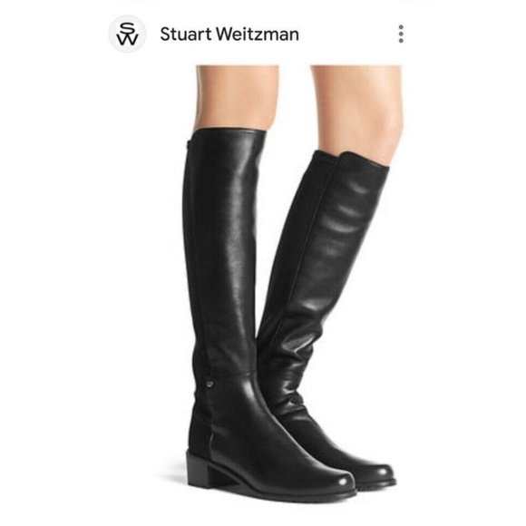 STUART WEITZMAN Leather Knee High Black Riding Boots Size 8 - Picture 1 of 15